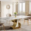 78.7" Sintered Stone Dining Table, Luxury Kitchen Table with Stainless Steel Base for 8-10