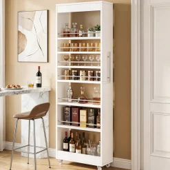73" Slim Storage Cart on Wheels, 7-Tier Narrow Pantry Rack Cabinet Organizer