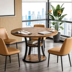 39" Small Conference Table, Modern Round Meeting Room Table for 2-4 People