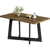 47" Small Dining Table for 2-4 People, Farmhouse Kitchen Table with Sturdy Pedestal Base