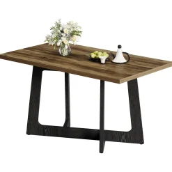 47" Small Dining Table for 2-4 People, Farmhouse Kitchen Table with Sturdy Pedestal Base