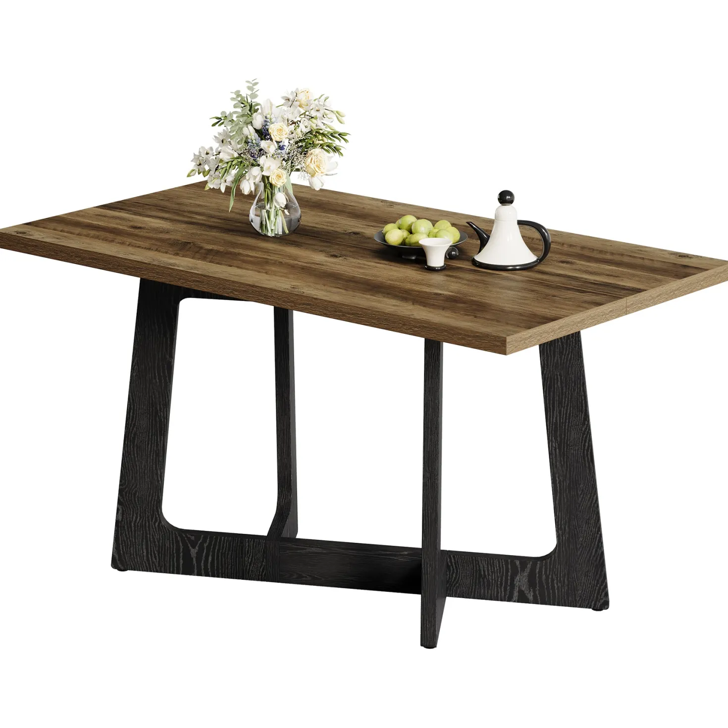 47" Small Dining Table for 2-4 People, Farmhouse Kitchen Table with Sturdy Pedestal Base