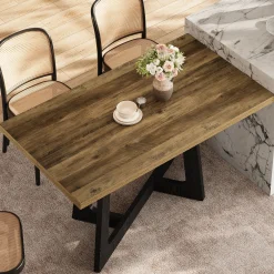 47" Small Dining Table for 2-4 People, Farmhouse Kitchen Table with Sturdy Pedestal Base