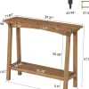39.4” Small Entryway Table, 2-Tier Solid Wood Console Table for Living Room
