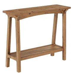 39.4” Small Entryway Table, 2-Tier Solid Wood Console Table for Living Room