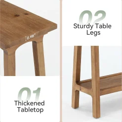 39.4” Small Entryway Table, 2-Tier Solid Wood Console Table for Living Room