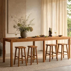 95" Solid Wood Bar Height Table, Rustic Counter Height Dining Table for Kitchen