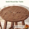 39.4" Solid Wood Bar Table, Farmhouse High Top Pub Bistro Tables for Kitchen