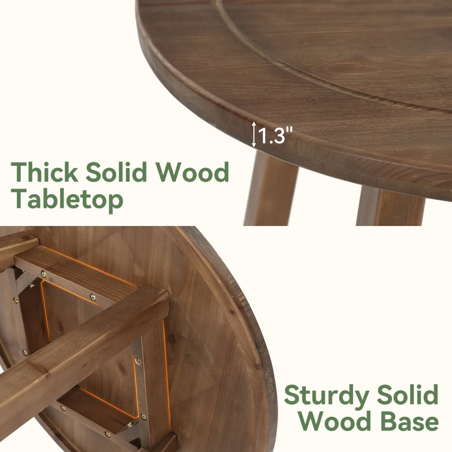 39.4" Solid Wood Bar Table, Farmhouse High Top Pub Bistro Tables for Kitchen