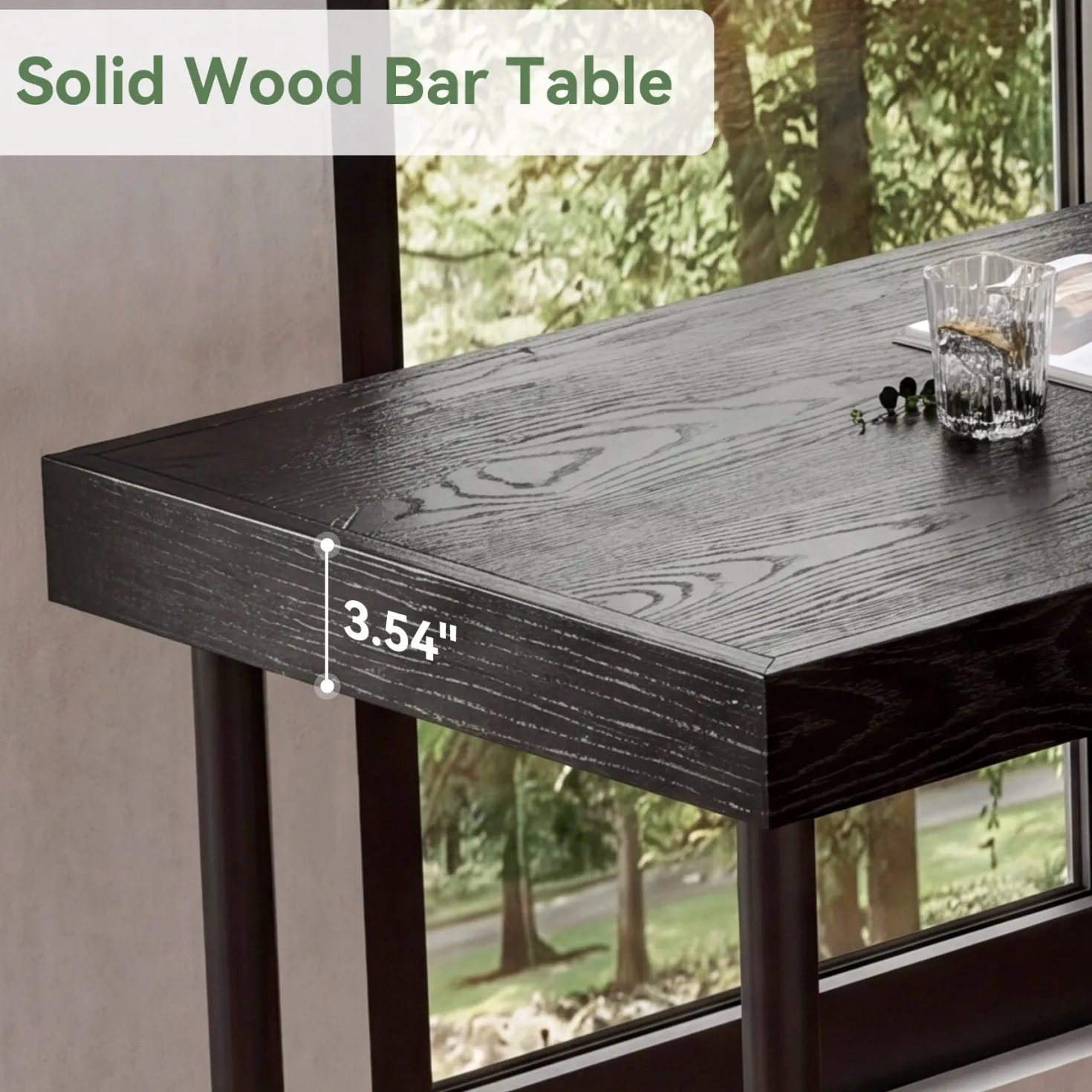 70.87" Solid Wood Bar Table for 6-8 People, Industrial Counter Height Pub Table