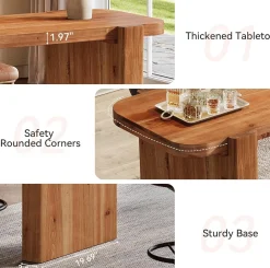63" Solid Wood Bar Table, Rectangular Counter Height Pub Table Home Bar Table