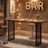 63" Solid Wood Bar Table, Rectangular Counter Height Pub Table with Metal Frame for Home Bar(Only Table)