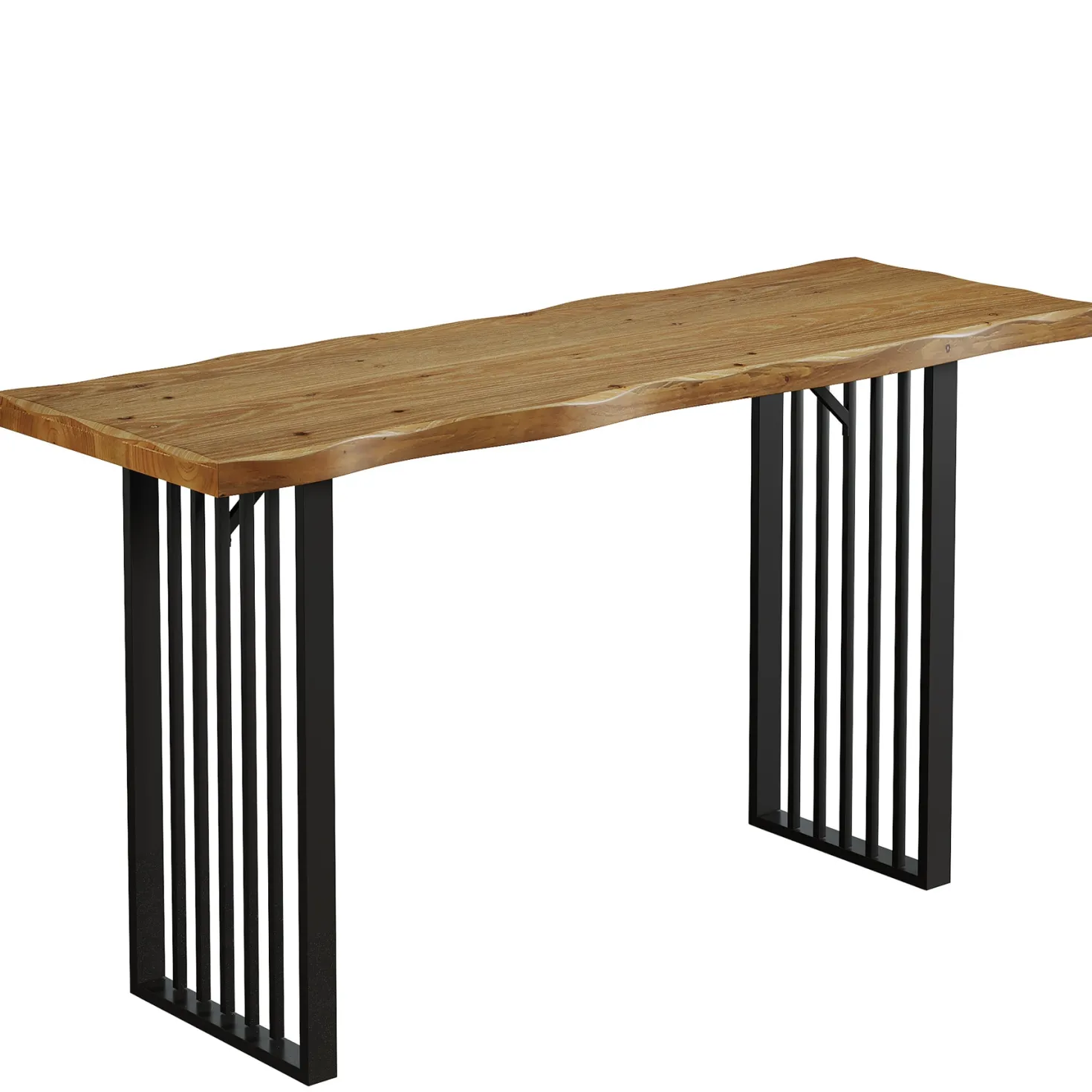 63" Solid Wood Bar Table, Rectangular Counter Height Pub Table with Metal Frame for Home Bar(Only Table)