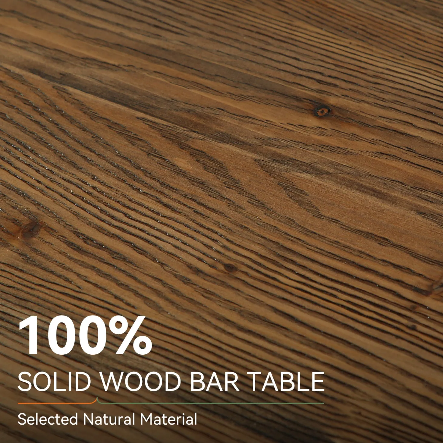 47" Solid Wood Bar Table, 3-Tier Home Bar Unit with Storage Shelves & 5 Hooks