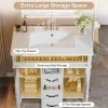 35" Solid Wood Bathroom Vanity, Freestanding Vanity Cabinet with Tip-Out Drawer