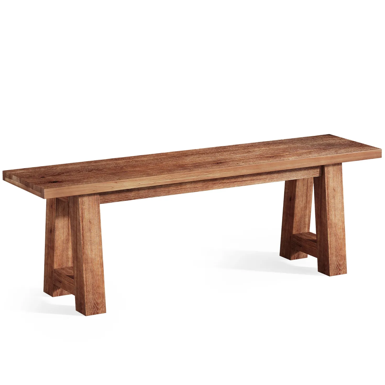55" Solid Wood Bench, Farmhouse Shoe Entryway Bench for Living Room