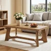 47" Solid Wood Coffee Table, Farmhouse Center Table for Living Room