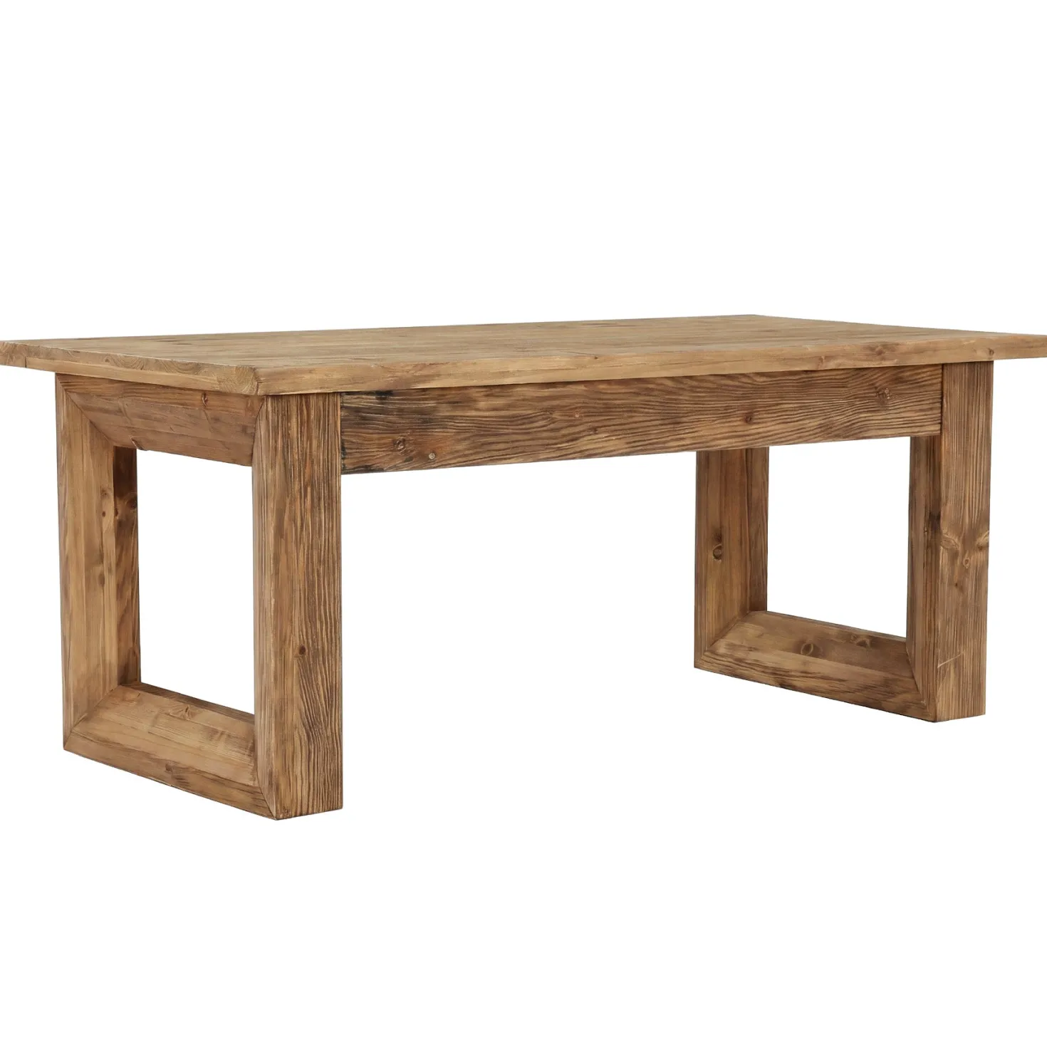 47.2" Solid Wood Coffee Table, Rectangular Accent Center Cocktail Table with U-Shape Legs