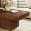 47.24" Solid Wood Coffee Table, Rectangle Center Table with Sturdy Pedestal