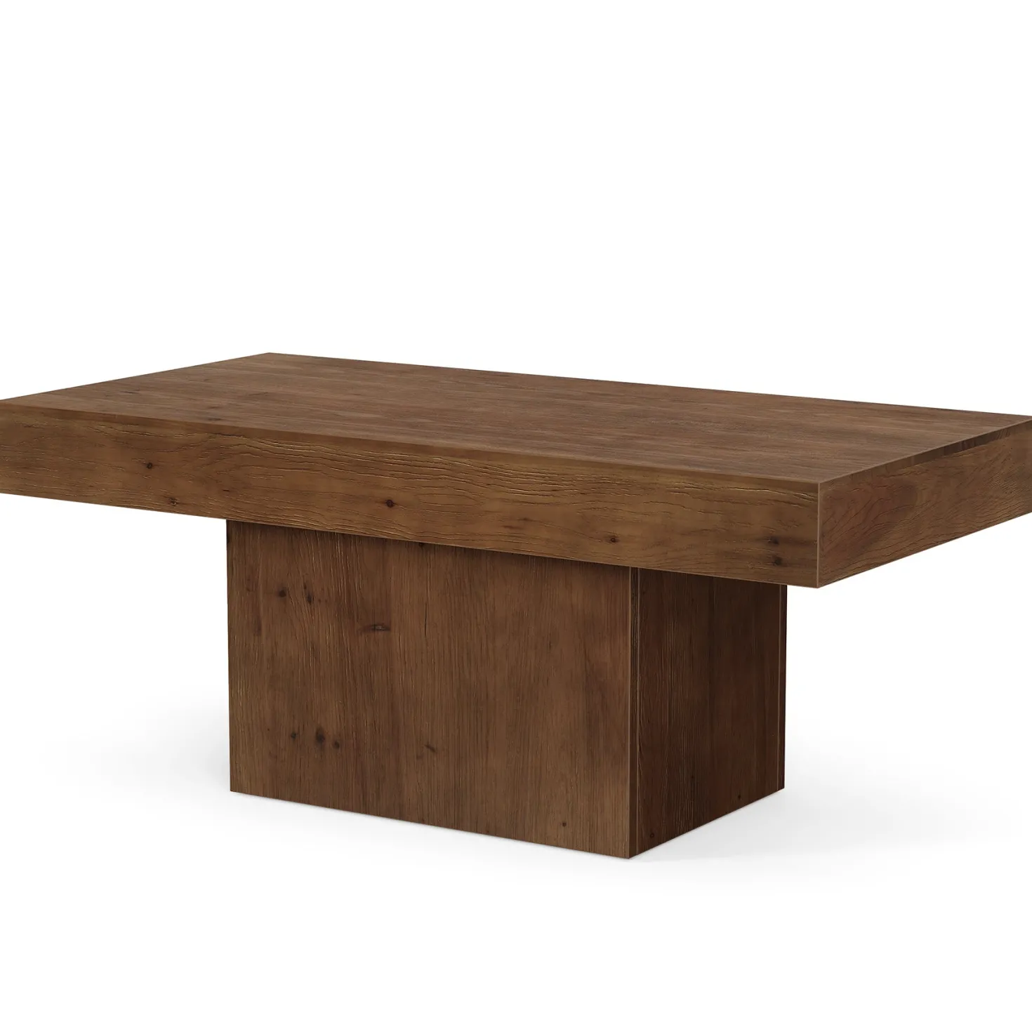 47.24" Solid Wood Coffee Table, Rectangle Center Table with Sturdy Pedestal