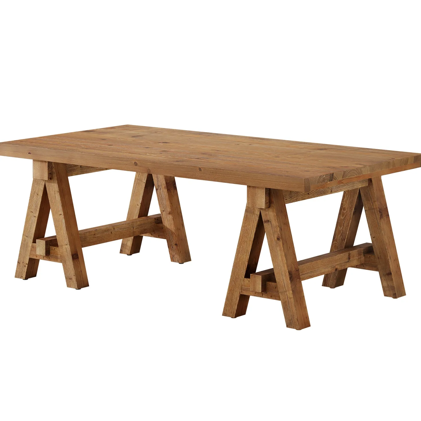 47" Solid Wood Coffee Table, Rectangular Center Table Tea Accent Furniture with Trestle Base