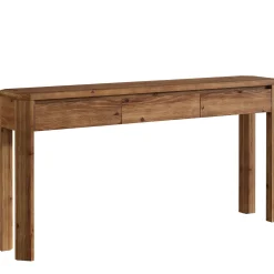 63" Solid Wood Console Table, Farmhouse Entryway Table with 3 Drawers