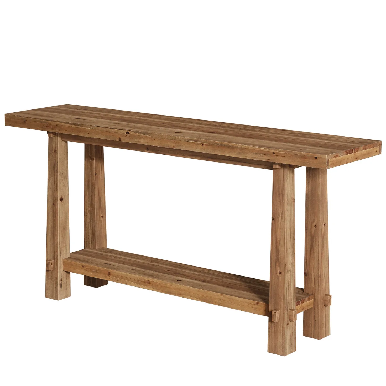 63" Solid Wood Console Table with Shelf, Farmhouse Narrow Entryway & Sofa Table for Hallway or Behind Couch