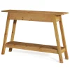 43.3" Solid Wood Console Table with 2 Drawers, Narrow Entryway Sofa Table with Shelf Storage