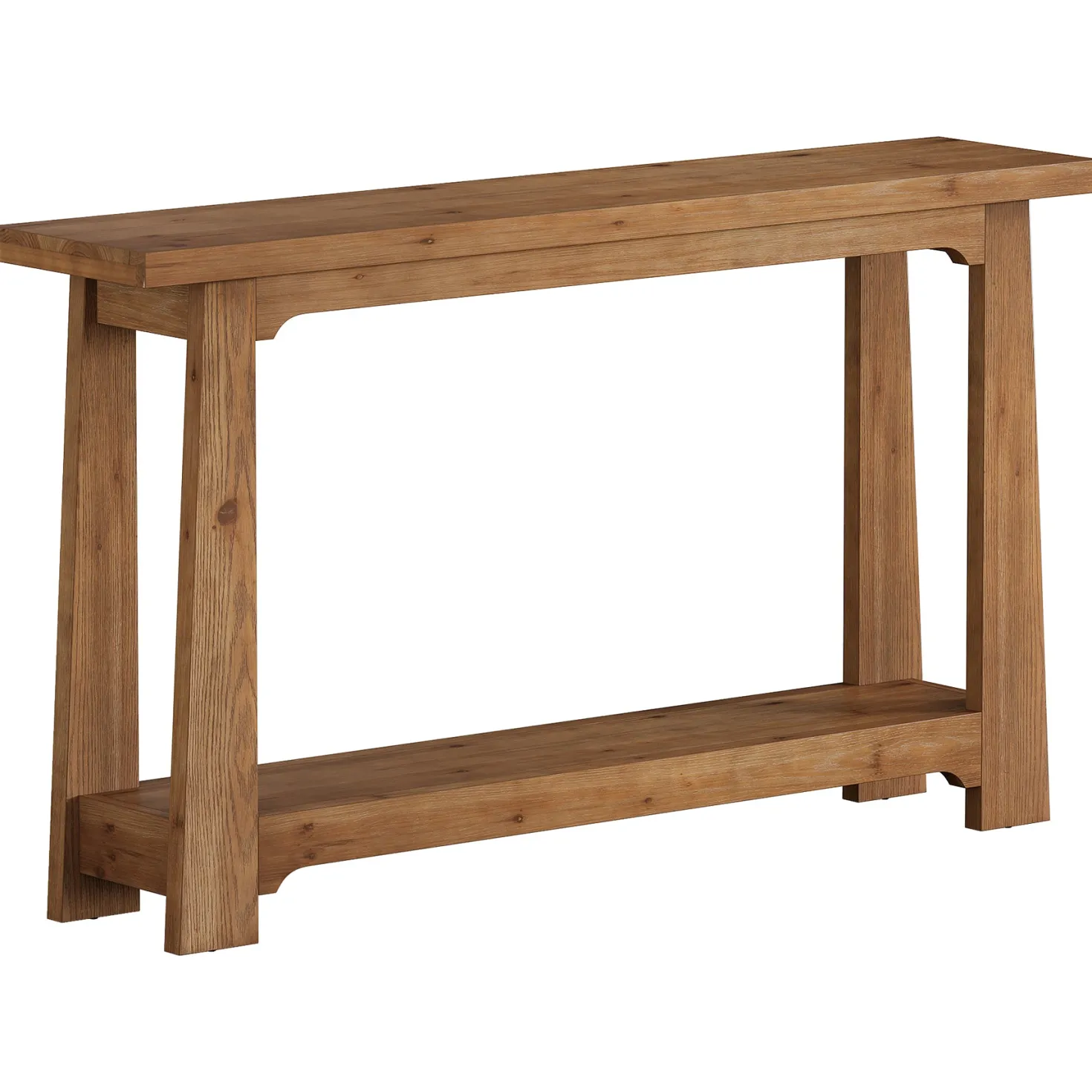 55" Solid Wood Console Table, Farmhouse Entryway Table with Storage Shelf for Hallway