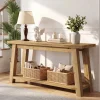 70.9" Solid Wood Console Table, Farmhouse Entryway Table for Living Room