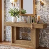 63" Solid Wood Console Table with U-Shaped Base, Farmhouse Narrow Entryway Table with Open Storage Shelf