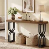 59" Solid Wood Console Table, Narrow Sofa Table with Metal U-Shaped Legs, Industrial Entryway Table for Hallway & Living Room