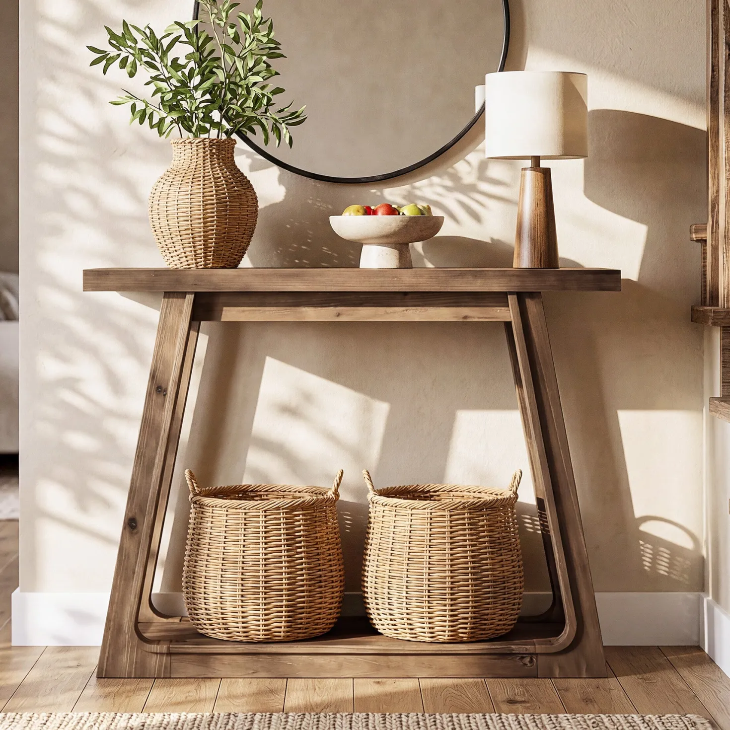 41" Solid Wood Console Table, 2-Tier Entryway Sofa Table for Living Room, Hallway
