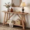 62.9" Solid Wood Console Table, Narrow Sofa Table with Storage Shelf for Entryway