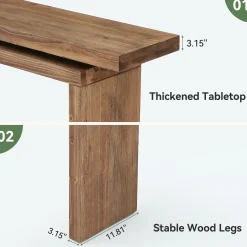 63“ Solid Wood Console Table, Farmhouse Narrow Long Sofa Table Behind the Couch for Living Room