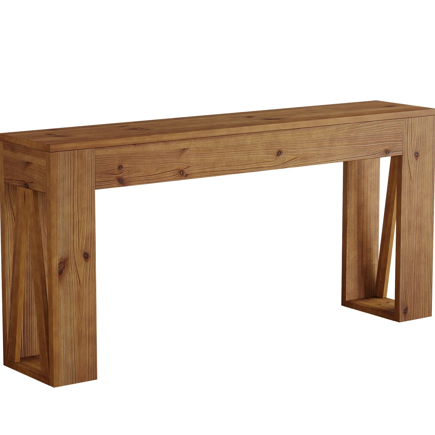 63" Solid Wood Console Table, Narrow Rectangle Entryway Sofa Table for Hallway