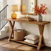 63" Solid Wood Console Table, Narrow Farmhouse Sofa Table with 2-Tier Storage for Entryway, Hallway & Behind Couch