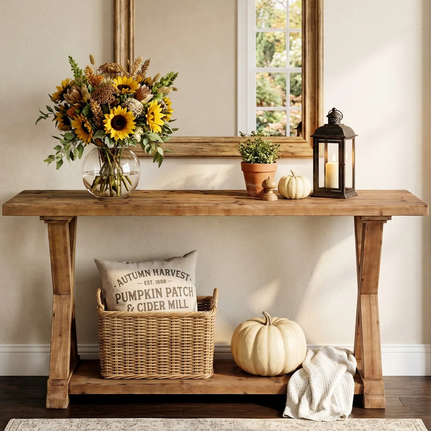 63" Solid Wood Console Table, Narrow Farmhouse Sofa Table with 2-Tier Storage for Entryway, Hallway & Behind Couch