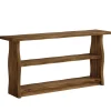 63" Solid Wood Console Table, Rustic 3-Tier Entryway Table with Storage Shelves