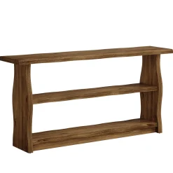 63" Solid Wood Console Table, Rustic 3-Tier Entryway Table with Storage Shelves