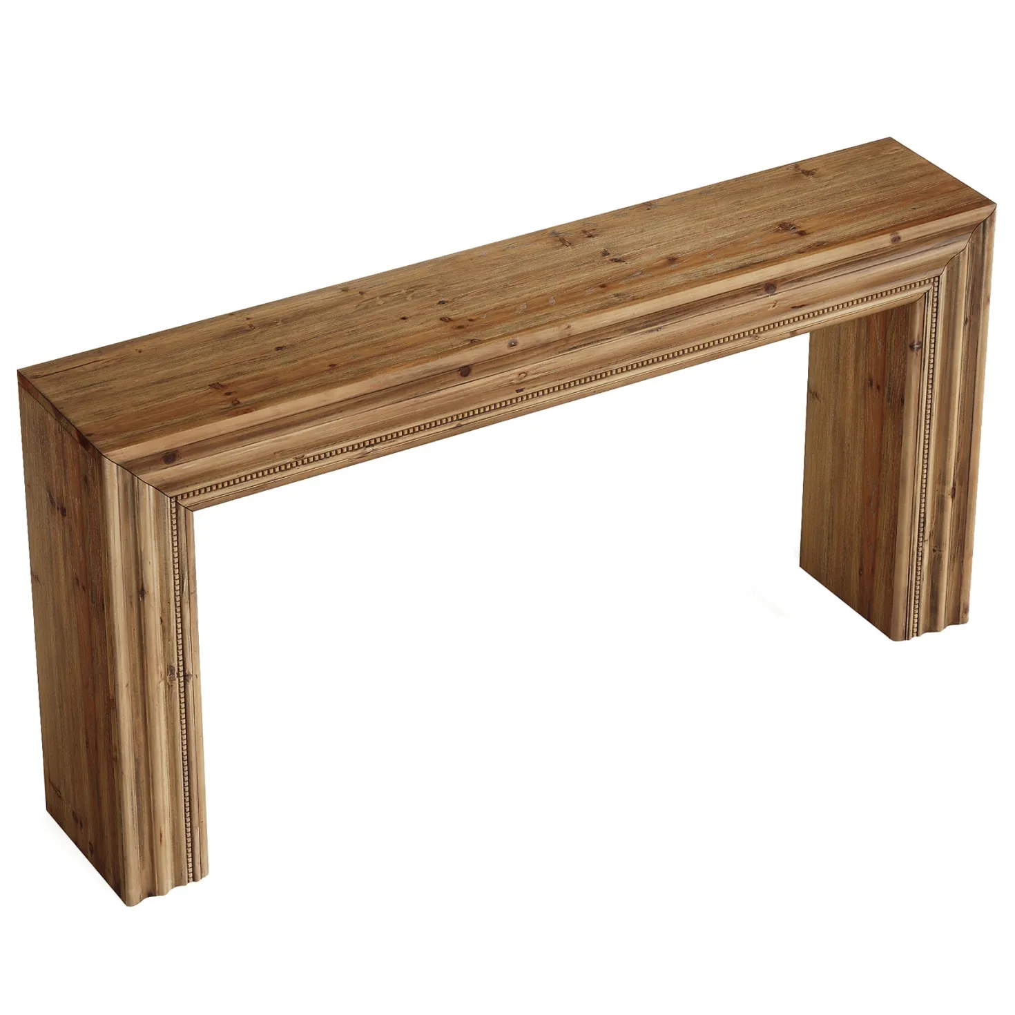 63" Solid Wood Console Table, Narrow Sofa Table Behind Couch with Sculpted Edge