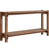 63" Solid Wood Console Table, 2-Tier Farmhouse Entryway Table with Storage