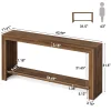 63" Solid Wood Console Table, Narrow Entryway Table with 2-Tier Storage Shelf