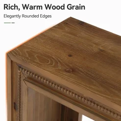 63" Solid Wood Console Table, Narrow Entryway Table with 2-Tier Storage Shelf