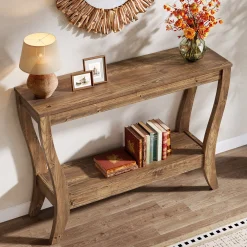 41.3" Solid Wood Console Table, Farmhouse Entryway Table With Storage