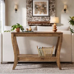 41.3" Solid Wood Console Table, Farmhouse Entryway Table With Storage