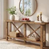 70.87" Solid Wood Console Table with Storage, Farmhouse Narrow Entryway & Sofa Table with X-Frame