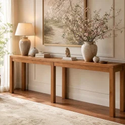 95" Solid Wood Console Table, Farmhouse Sofa Table Behind the Couch for Hallway