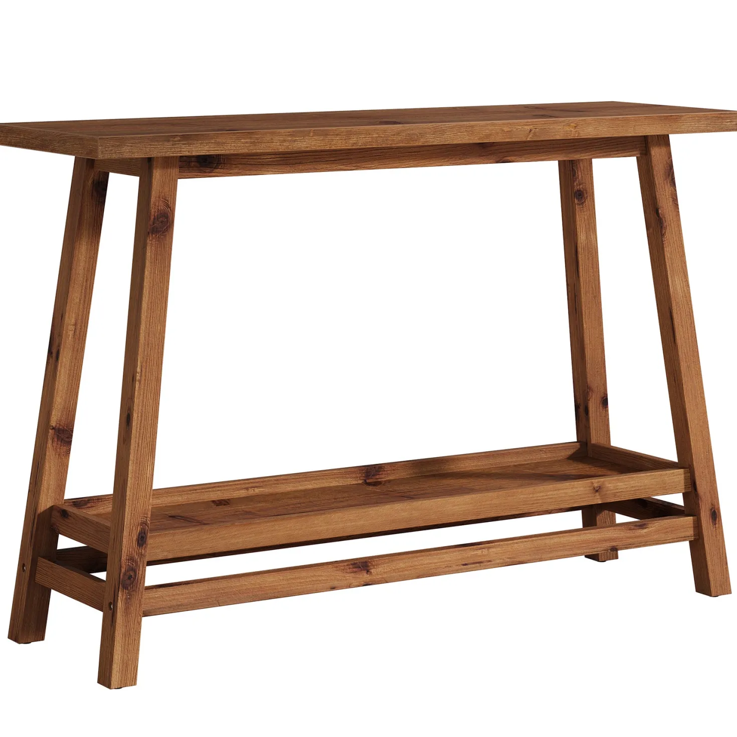 41" Solid Wood Console Table, 2 Tiers Farmhouse Entryway Table with Storage Shelf