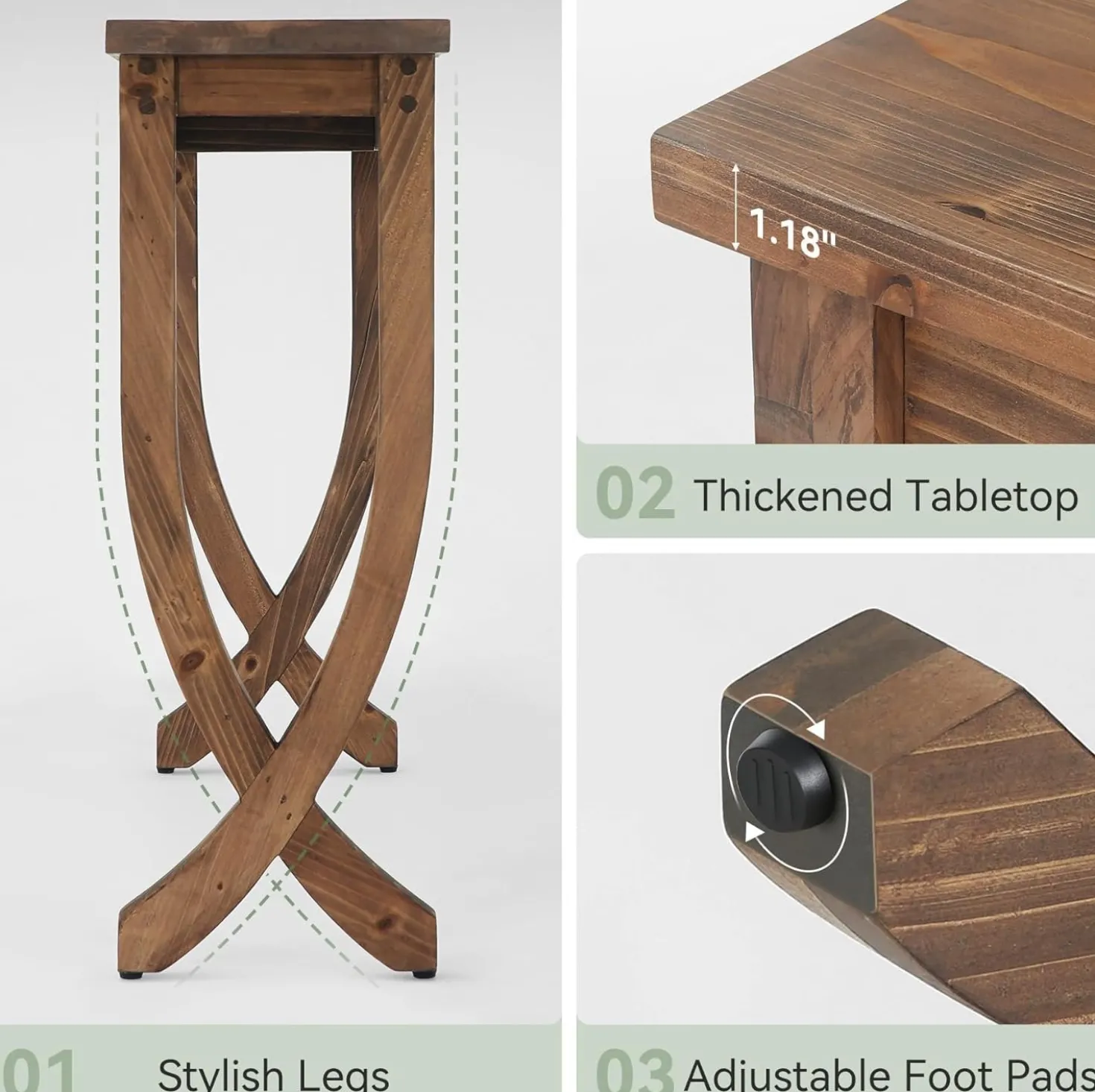 63" Solid Wood Console Table, Farmhouse Entryway Table for Living Room